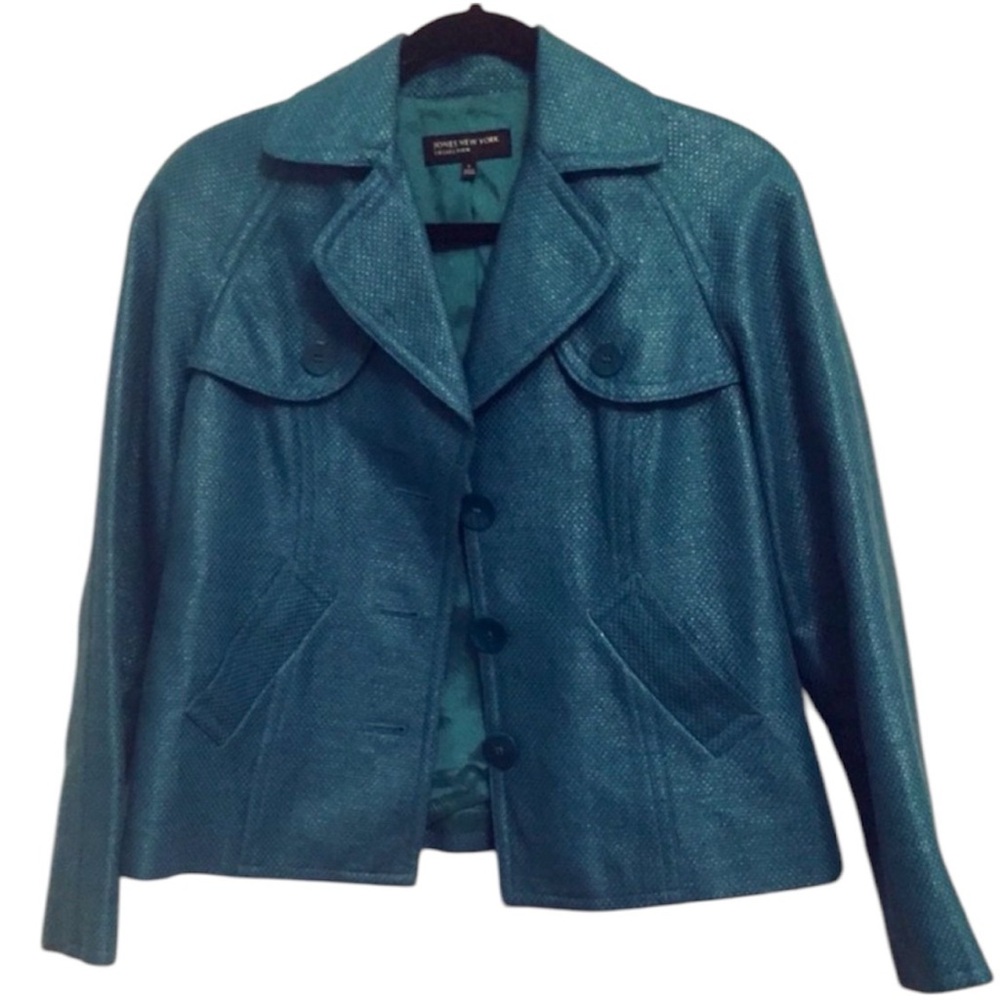 Jones New York Teal Button-Up Jacket